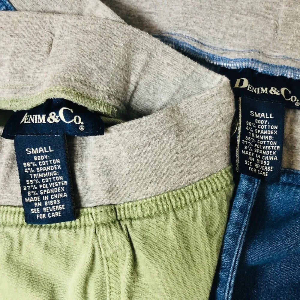 Lot of 2 Denim & Co Stretch Denim Shorts Knit Casual Hi‎ Rise Womens S 29 x 7